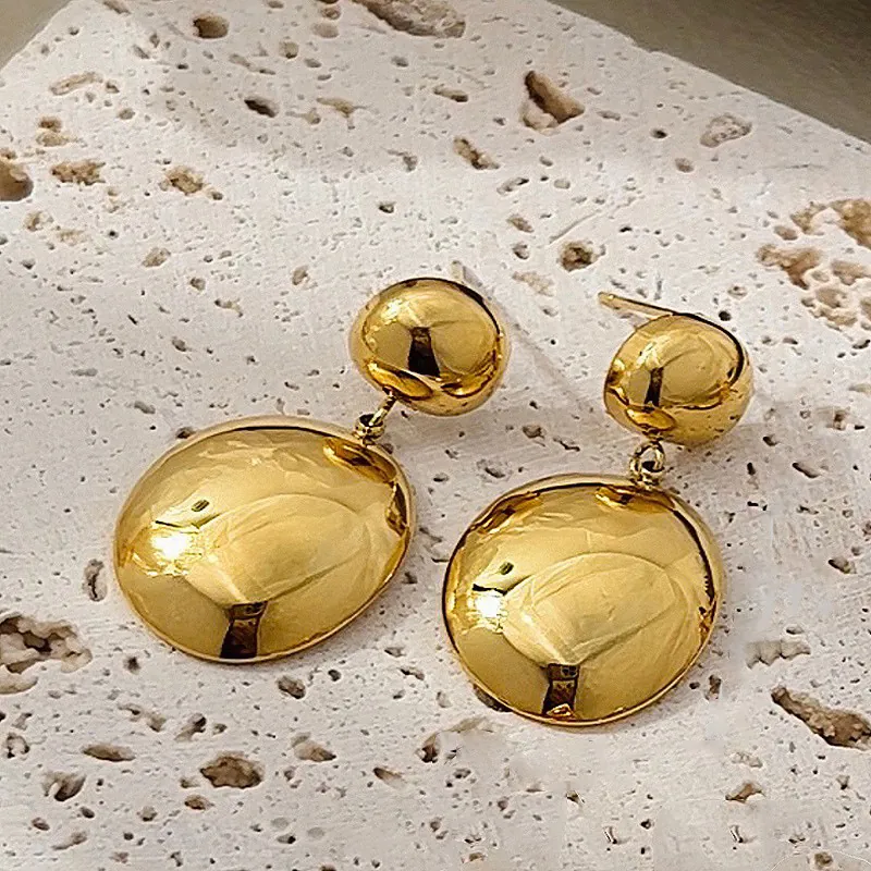 Stainless Steel Drop Earrings Irregular Geometric Lava Texture Heart Oval Shape Minimalist Modern Fashion Jewelry For Women