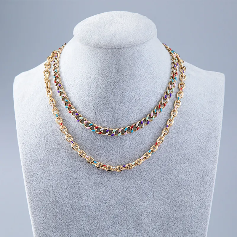 Colorful Enamel Drip Oil Chain Bracelet Stainless Steel Gold Plated Minimalist Chic Jewelry For Women Girls