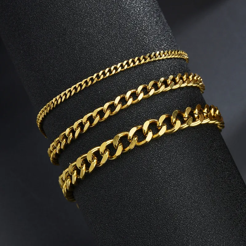 Pulsera De Cadena De Eslabones Cubanos Acero Inoxidable Pulido Hip Hop Streetwear Joyería De Moda Para Hombres Mujeres