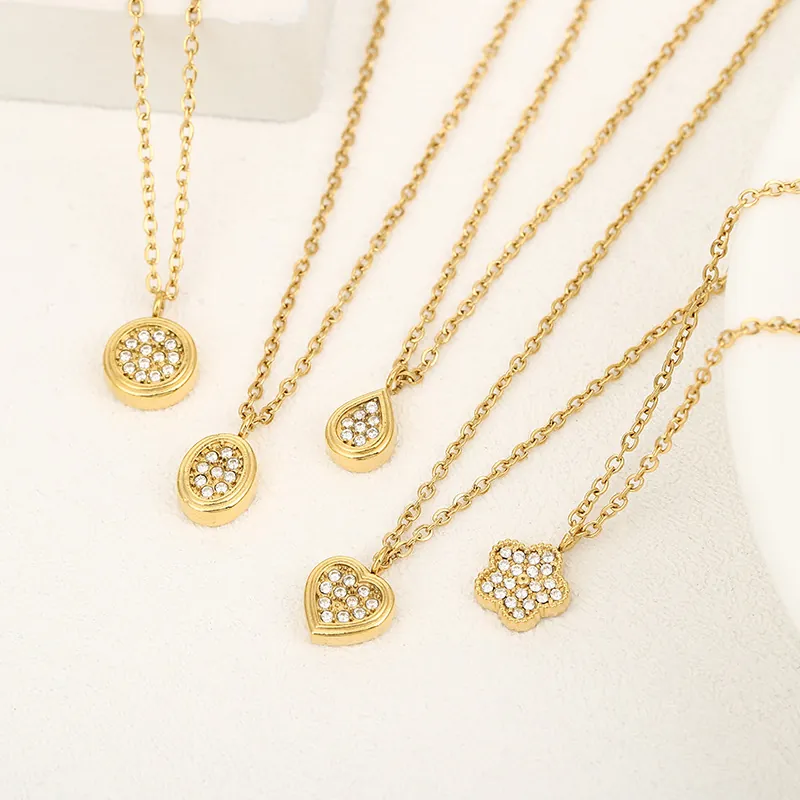 Collana Con Pendente Cuore Goccia In Acciaio Inossidabile Placcato Oro Zirconia Scintillante Gioielli Eleganti Da Donna