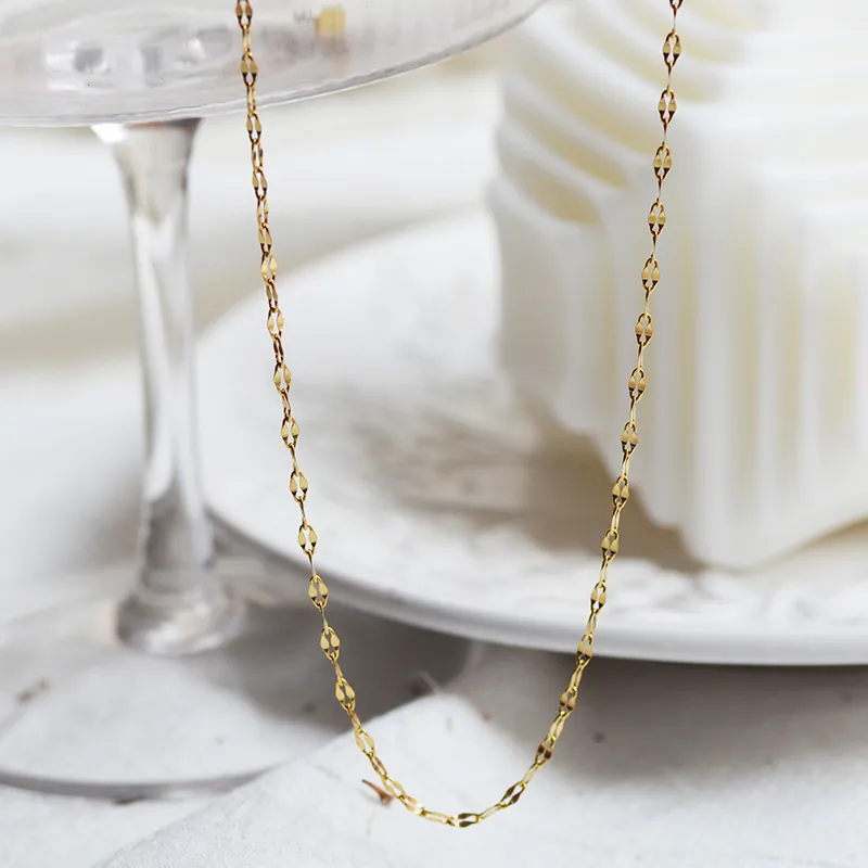 Collier Chaîne En Acier Inoxydable Plaqué Or Minimaliste Paperclip Boule Lèvre Lien Pour Femme Accessoires Mode Clavicule