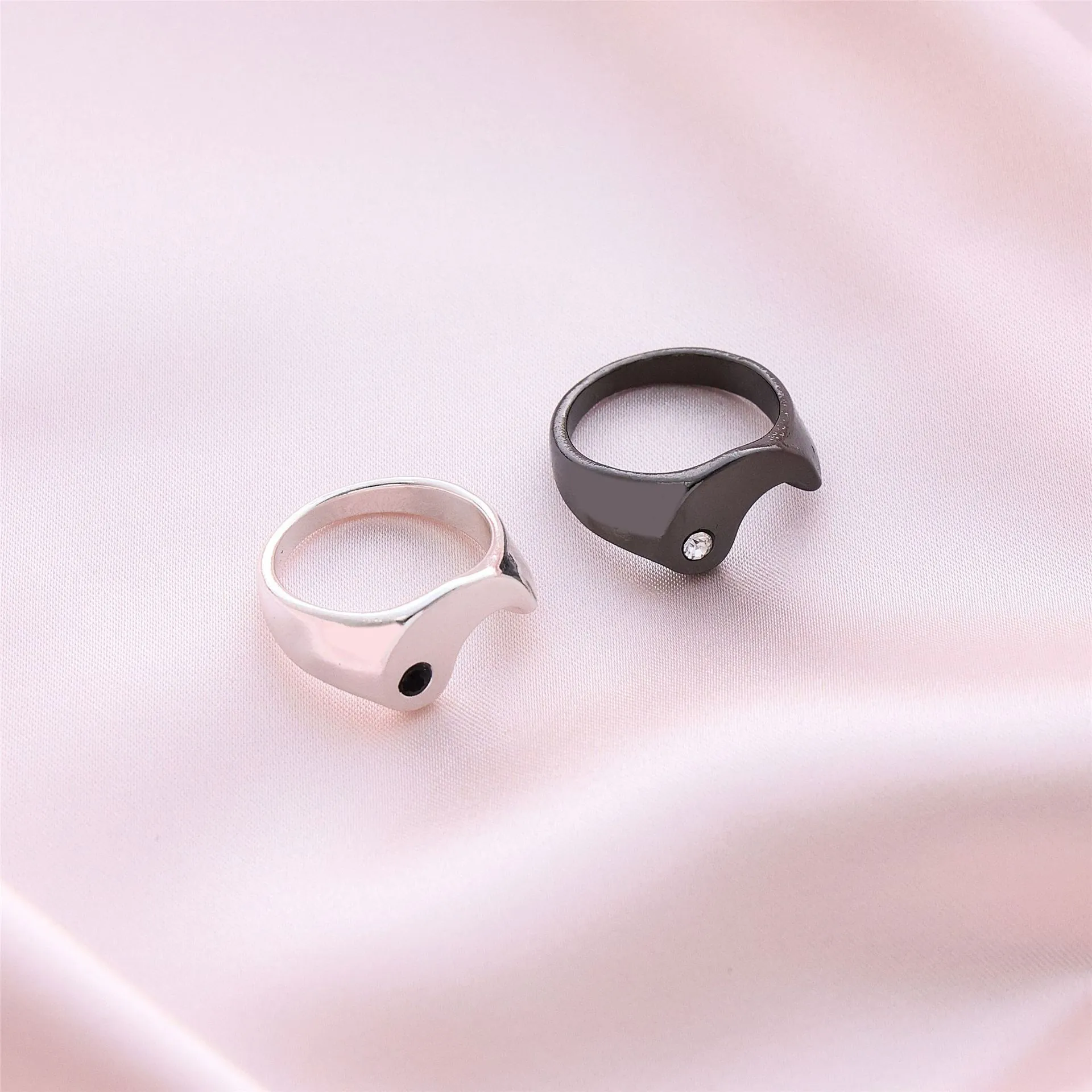 Anelli Di Coppia Yin Yang Tai Chi In Acciaio Inossidabile Con Zircone Lucidato Gioielli Minimalisti Per Uomini Donne