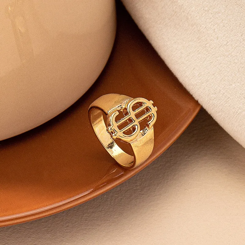 Dollar Sign Ring Gold Tone Metal Hollow Punk Hip Hop Streetwear Fashion Accessory For Men