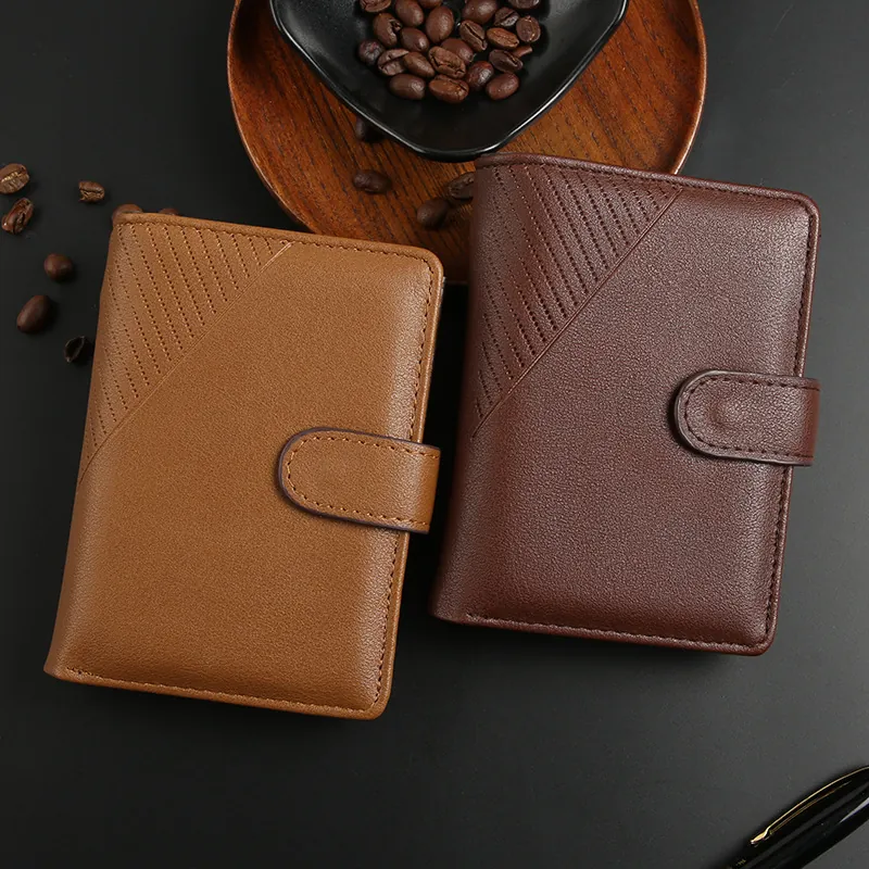 Portafoglio Da Uomo In Pelle PU Pieghevole Trifold Slot Per Carte Finestra ID Business Vintage Chiusura A Pressione