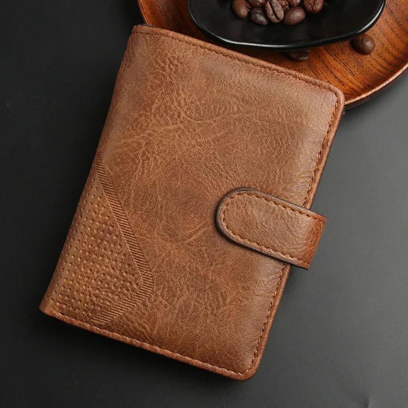 Men Short Wallet Vintage PU Leather Triple Fold Purse Business Leisure Card Holder With ID Windows Coin Pocket