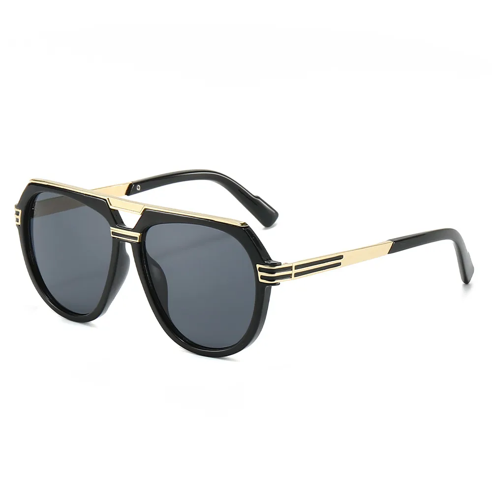 Retro Aviator Sunglasses Polarized UV400 Metal Frame Large Square Double Bridge Pilot Fashion Eyewear Men Women