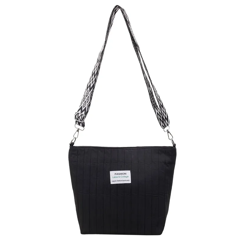 Sac Bandoulière Plissé Grande Capacité Tissu Oxford Style Collège Décontracté Sac À Épaule Femmes Avec Bandoulière Large