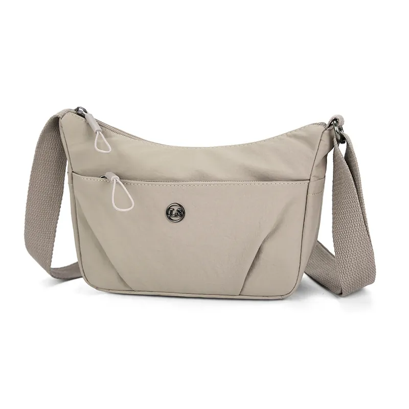 Sac Bandoulière En Nylon Pour Femmes Léger Multi Poches Forme De Dumpling Sac À Épaule Décontracté