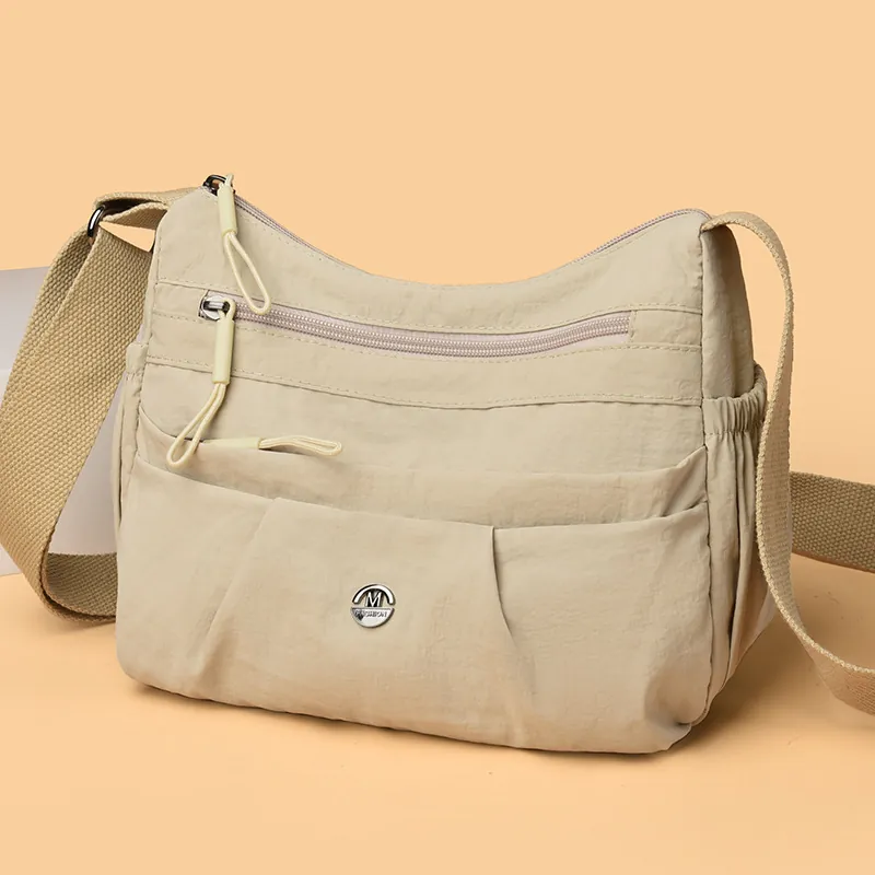 Nylon Crossbody Bag Multi-Pocket Large Capacity Lightweight Casual Shoulder Handbag For Women
