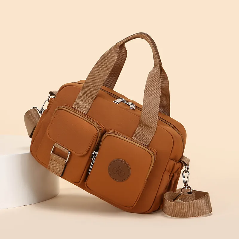 Women Multi-Pocket Crossbody Bag Water-Repellent Nylon Handbag Lightweight Casual Shoulder Purse Utility Travel Satchel