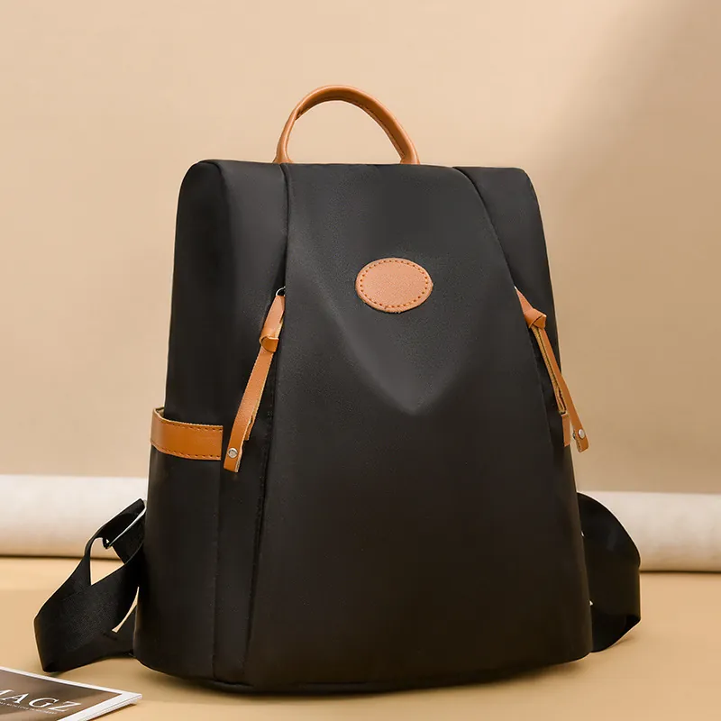 Women Backpack Waterproof Nylon Oxford Cloth And PU Leather Anti Theft Fashion Casual Travel Bag For Ladies