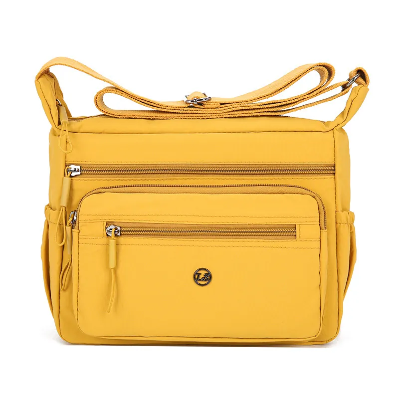 Women Crossbody Bag Nylon Waterproof Multi Pocket Large Capacity Shoulder Bag Casual Travel Simple Solid Color Fashion Ladies