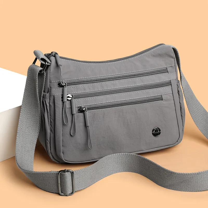 Women Crossbody Bag Multi Pocket Nylon Shoulder Purse Lightweight Large Capacity Casual Urban Minimalist Messenger Handbag