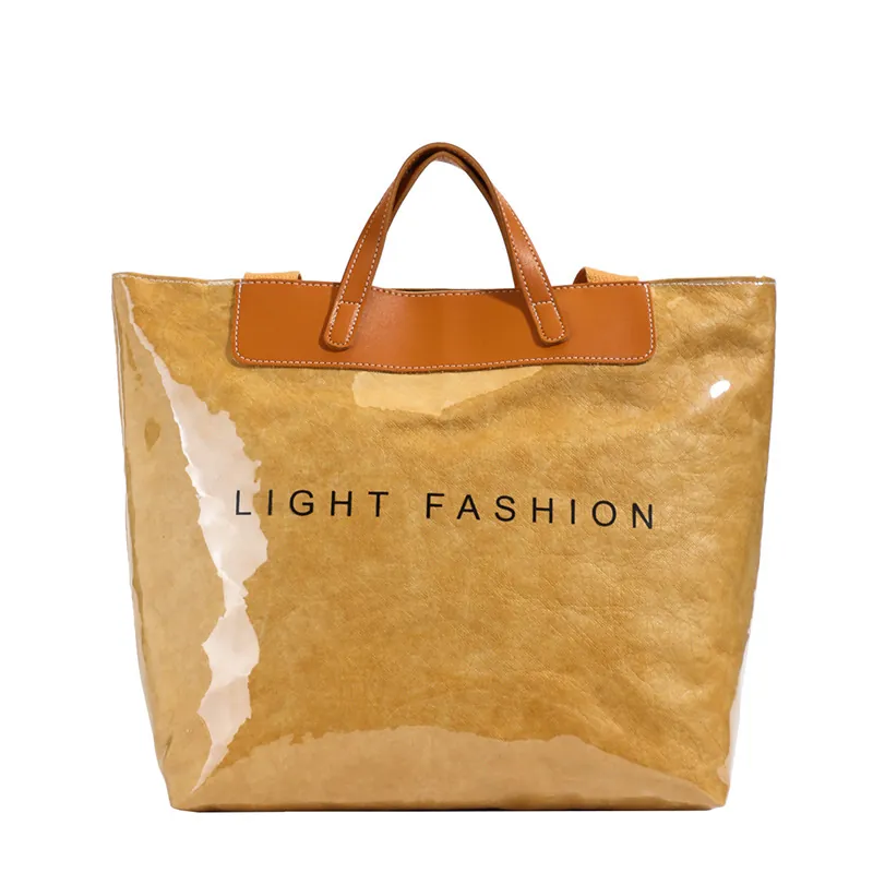 Mode Vintage DuPont Papier PVC Imperméable Grande Capacité Sac Cabas Pour Femmes Rétro Décontracté Sac À Main