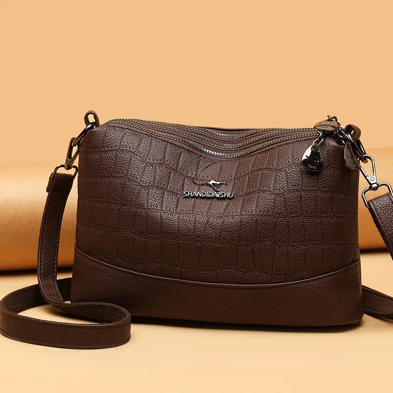 Women Crossbody Bag Crocodile Pattern PU Leather Multi Compartment Shoulder Bag Casual Fashion Versatile Travel Purse