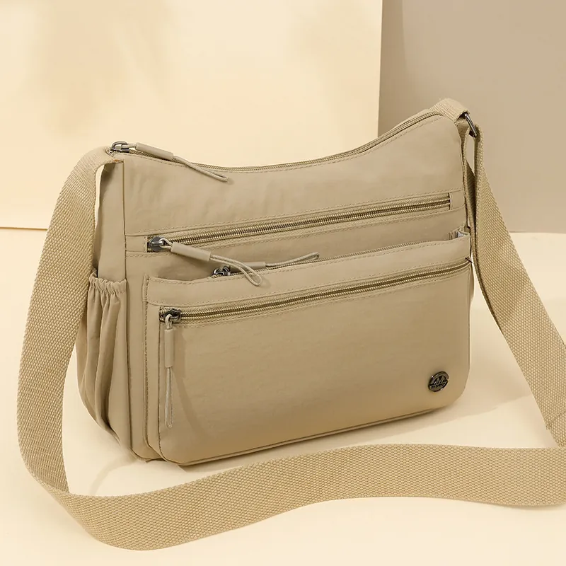 Women Waterproof Nylon Crossbody Bag Large Capacity Multi-Pocket Shoulder Bag Casual Travel Commuting Lightweight Functional