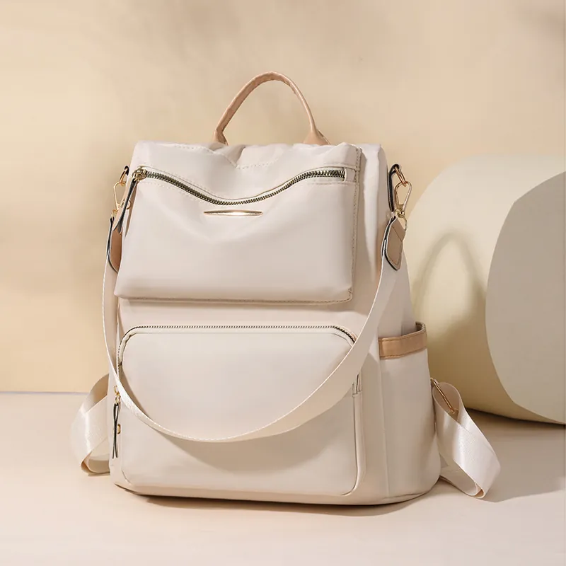 Fashion Backpack Women Nylon Minimalist Large Capacity Multi Pocket Travel Rucksack Lightweight Waterproof Urban Versatile