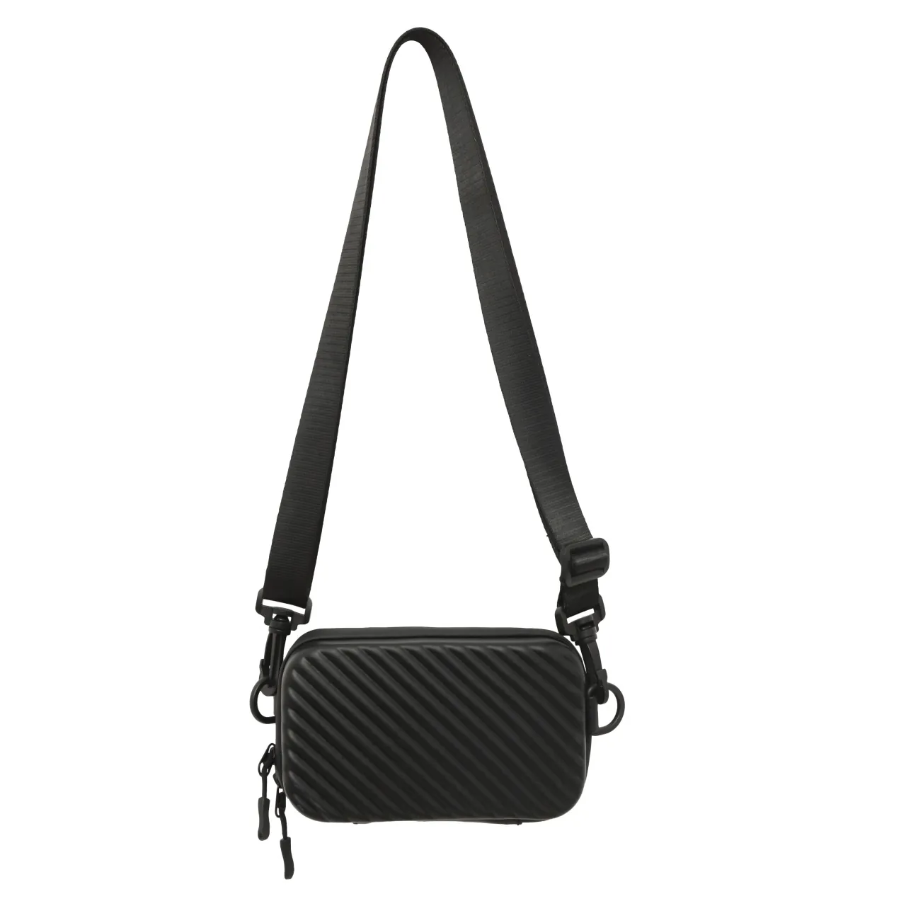 Mini Suitcase Style Hard Shell Crossbody Bag Striped Texture Phone Pouch Double Zipper Trendy Shoulder Bag For Women