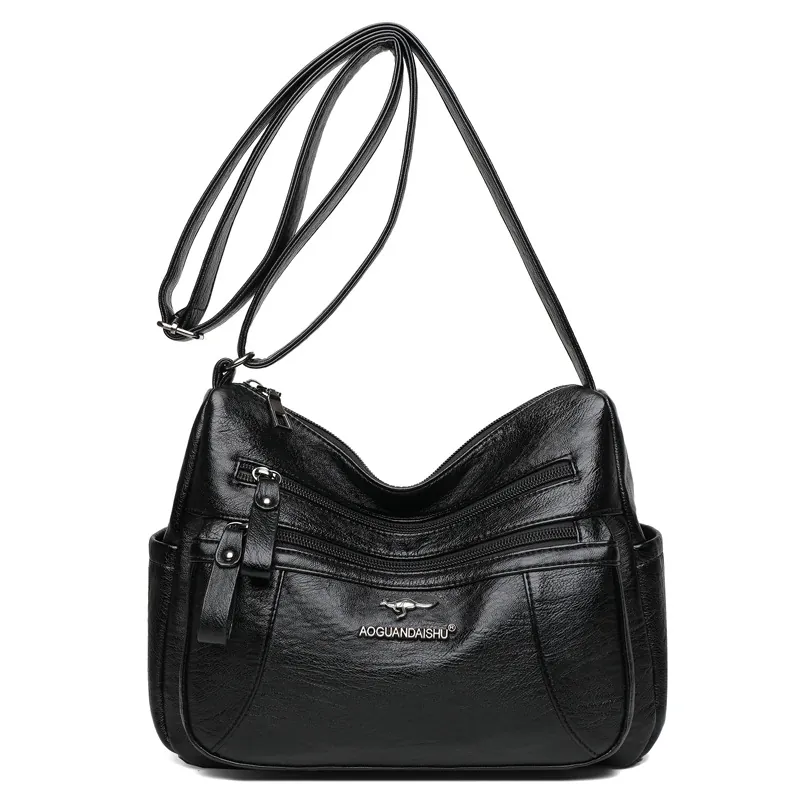 Borsa A Tracolla Da Donna In Pelle PU Con Tasche Multiple Grande Capacità Borsa A Spalla Vintage Messaggero Casuale