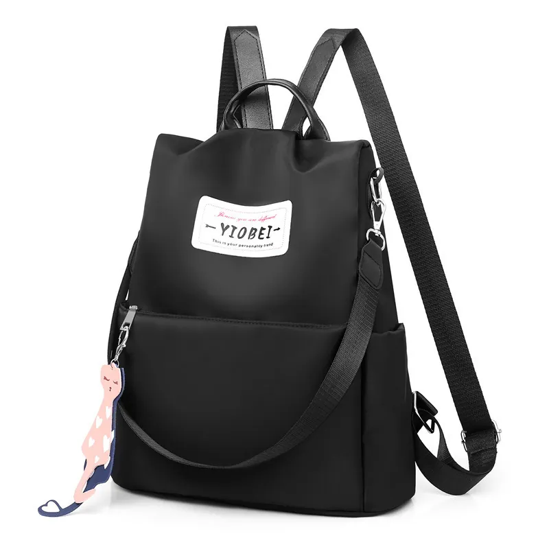 Sac À Dos Femme En Tissu Oxford Imperméable Antivol Grande Capacité Sac De Voyage Avec Pendentif Chat Mode Loisirs
