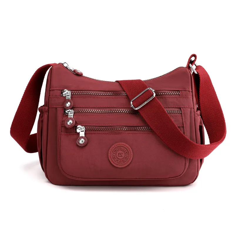 Women Crossbody Bag Nylon Multi Pocket Large Capacity Waterproof Casual Shoulder Bag Lightweight Travel Purse