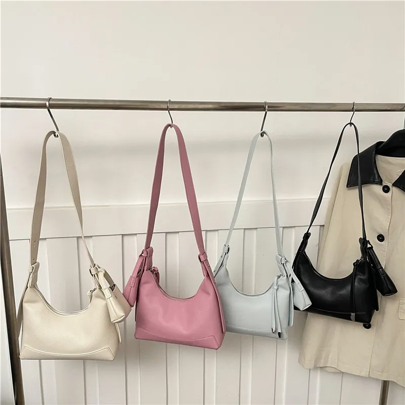 Damen Hobo Umhängetasche Aus PU Leder Mit Lychee Narbung Große Kapazität Baguette Tasche Mit Mini Münzfach