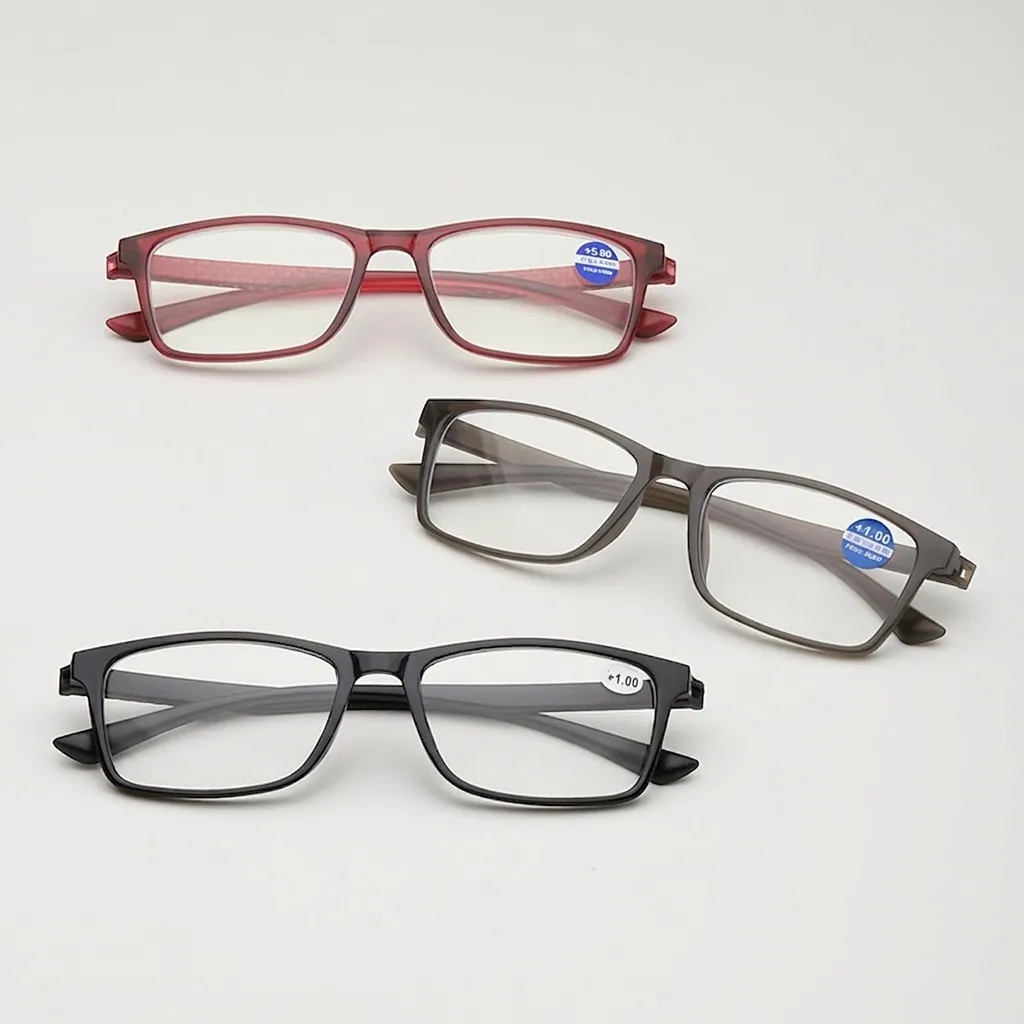 Anti Blue Light Reading Glasses Lightweight PC Rectangle Full Frame Non Metal High Definition Eyewear For Seniors Men Women