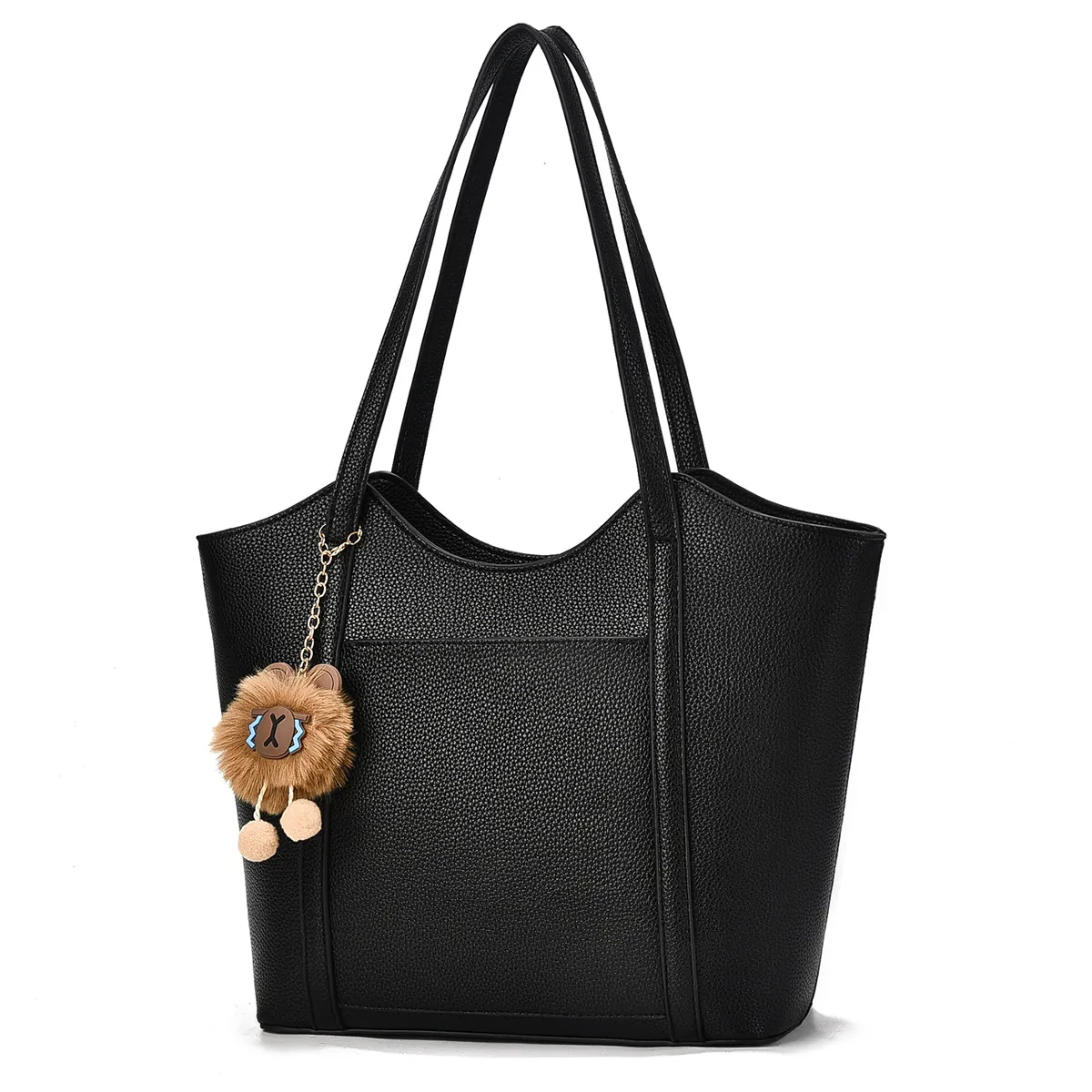 Große Kapazität Tote Bag Litschikorn PU Leder Pendler Umhängetasche Mit Plüsch Anhänger Fronttasche Einfache Vielseitige Damen
