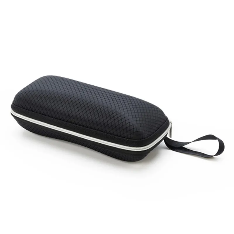 Portable Hard Shell Sunglasses Case Zipper Eyeglasses Box EVA Diamond Lattice Anti-Pressure Storage With Lanyard
