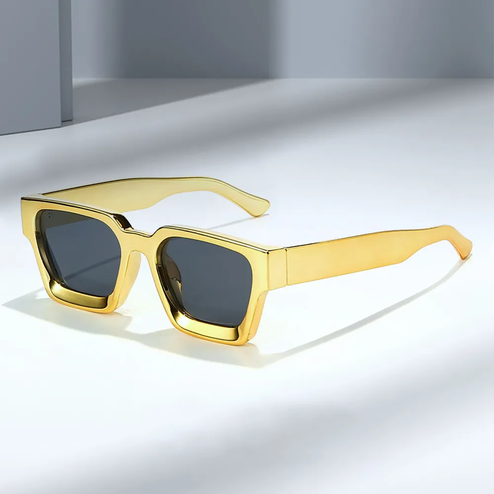 Square Sunglasses PC Electroplated Frame AC Lens UV400 Protection Retro Fashion Rectangular Thick Frame Outdoor Party