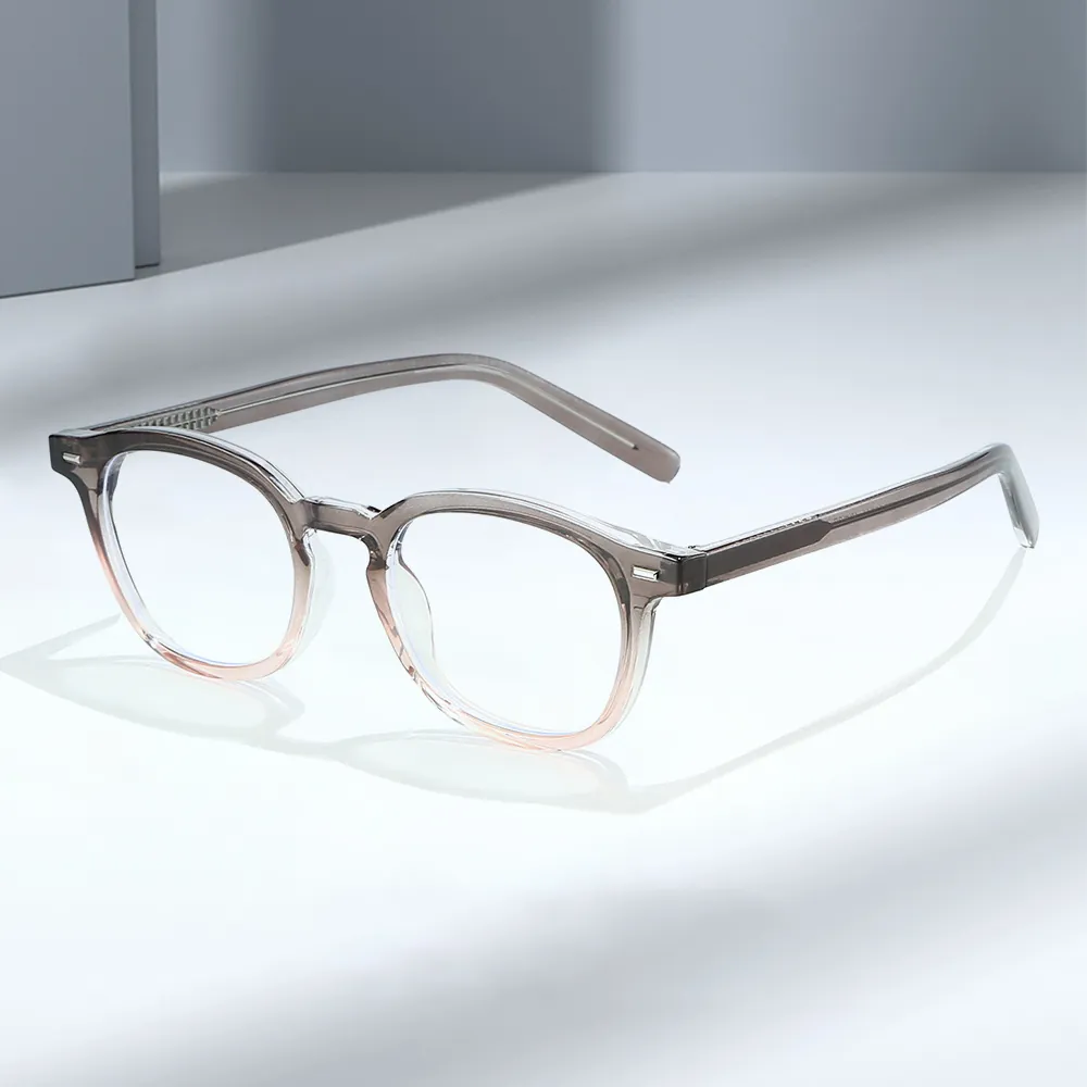 Retro Round TR90 Blue Light Blocking Glasses Frame Fashion Unisex Gradient Optical Eyeglasses Lightweight Spectacles