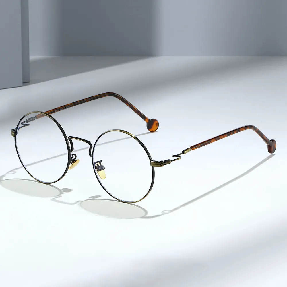 Round Eyeglasses Metal Frame Blue Light Blocking Retro Literary Lightweight Optical Frame For Women
