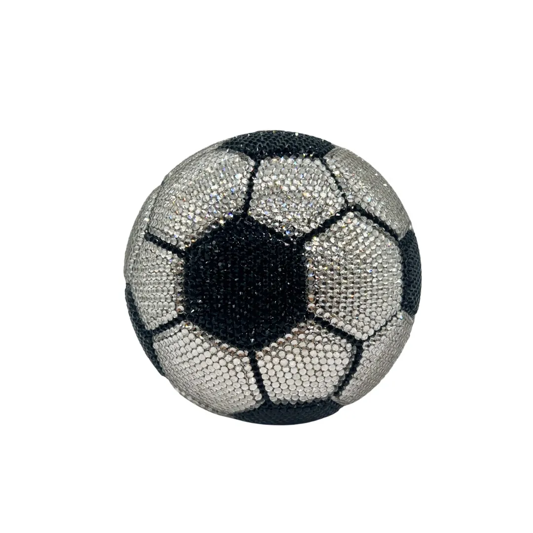 Luxury Rhinestone Football Shaped Evening Clutch Bag For Women Creative Soccer Ball Handbag With Chain Strap