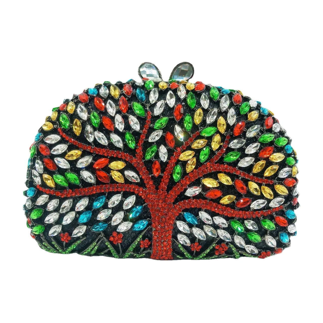 Evening Clutch Bag Metal Hollow Tree Of Life Rhinestone Crystal Handbag For Women Formal Party Wedding Banquet