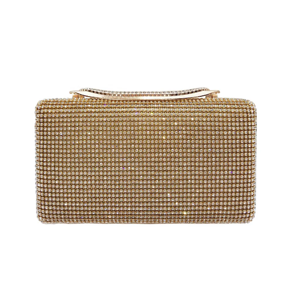 Borsa Da Sera Clutch Con Strass Per Donna Festa Formale Matrimonio Cristallo Guscio Rigido Borsa Rettangolare Con Tracolla A Catena