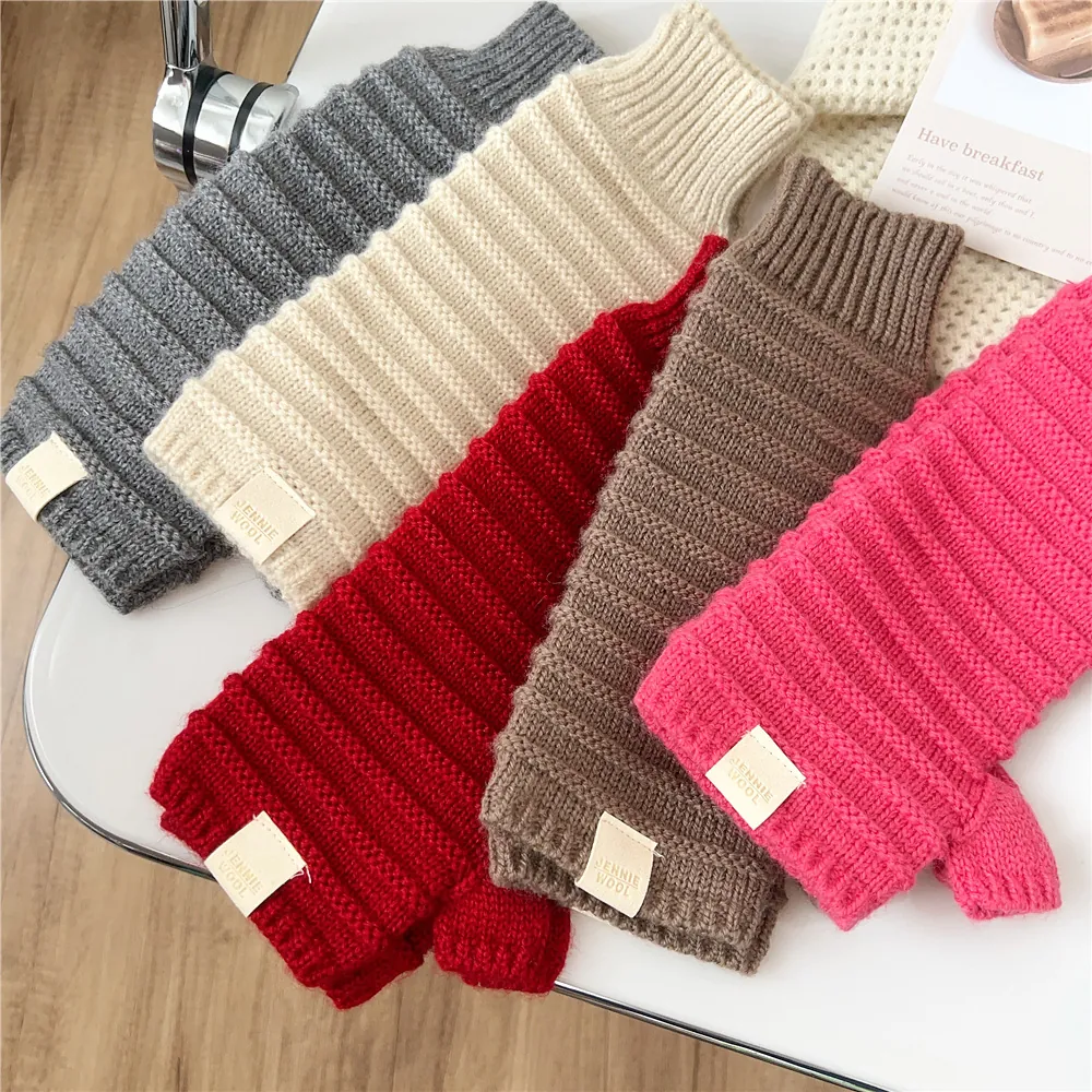 Damen Fingerlose Handschuhe Gestrickt Halbfinger Armstulpen Dick Warm Winter Gerippt Einfarbig Weich Elastisch