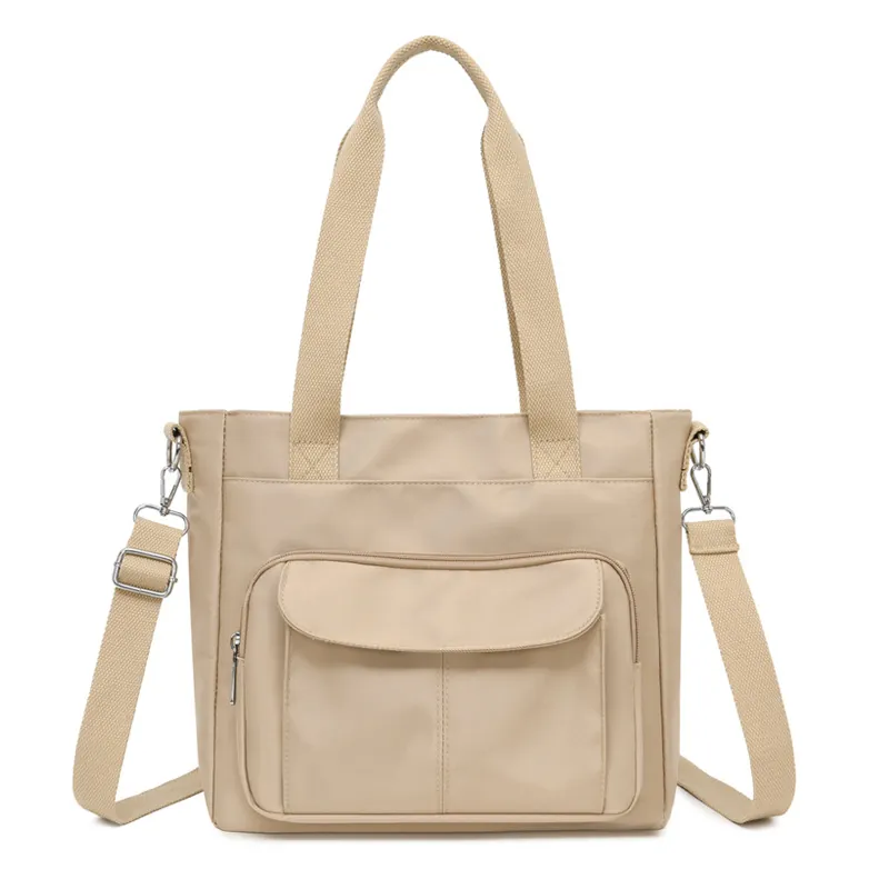 Nylon Tote Bag Women Large Capacity Waterproof Shoulder Bag With Adjustable Strap Casual Commute Top Handle Handbag