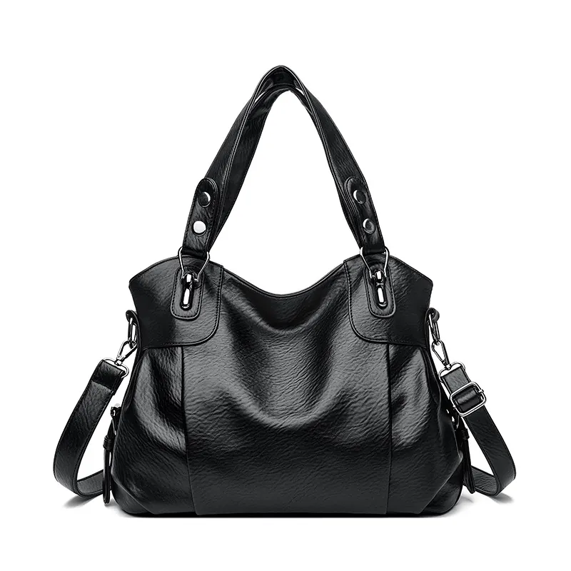 Women Lychee Pattern PU Leather Handbag Large Capacity Shoulder Tote Bag For Daily Commuting Office Elegant Soft Solid