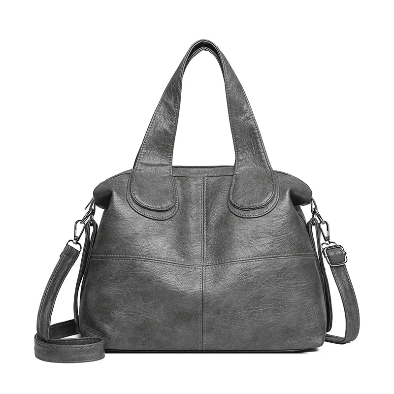 Sac À Main Fourre-Tout Rétro En Cuir PU Pour Femmes Grande Capacité Sac Bandoulière Avec Sangle Réglable Minimaliste Couleur Unie