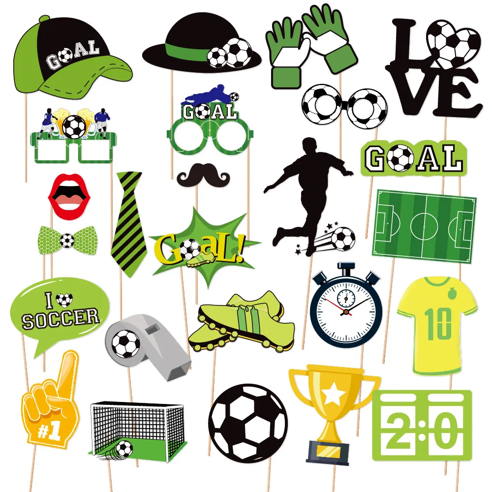Accessoires Photo Football Thème Carton Papier Bâton Bois Coupe Du Monde Sport Décorations Fête Accessoires Amusants