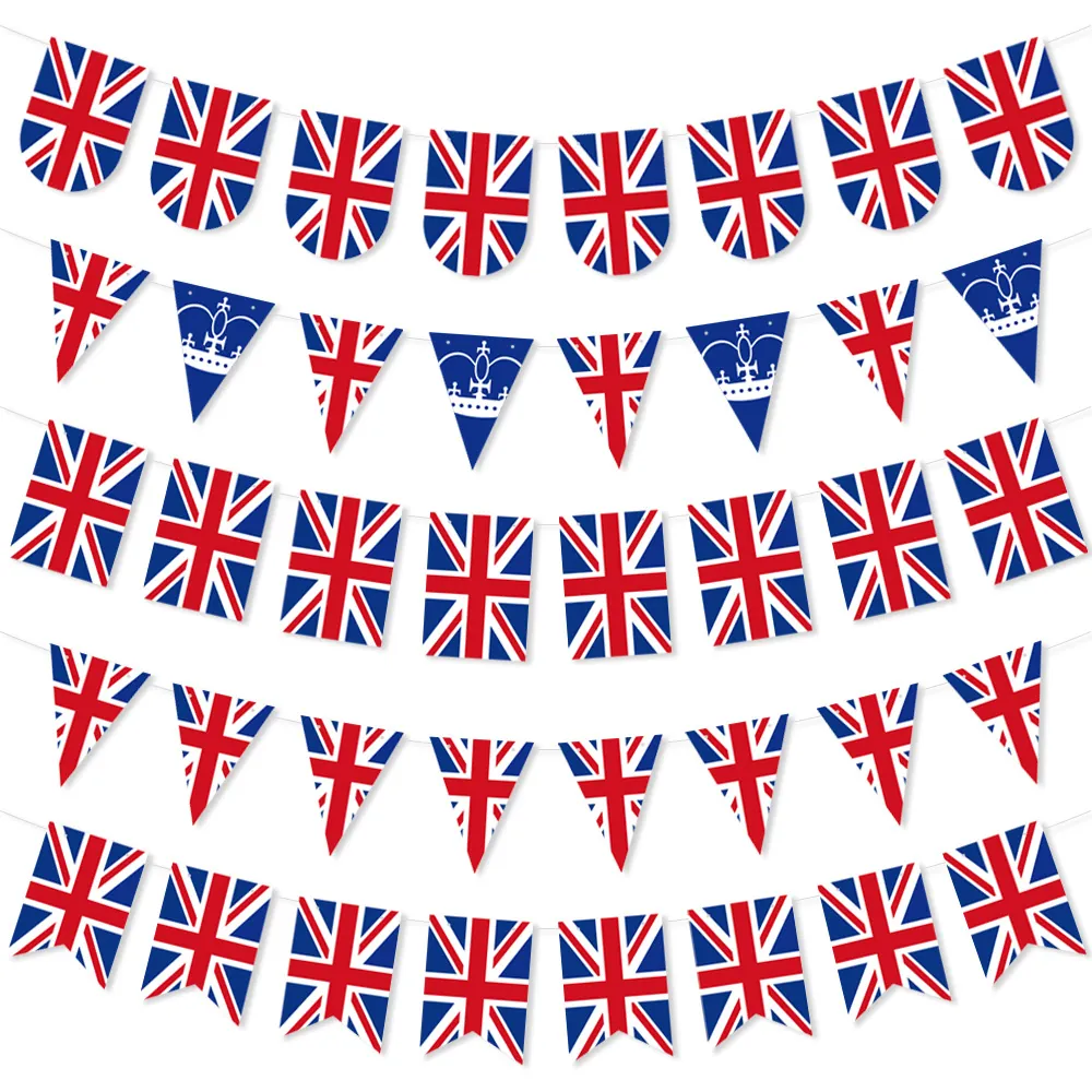 Σημαίες Union Jack Βρετανική Σημαία Χάρτινες Γιρλάντες Για Πάρτι Ιωβηλαίου Γενέθλια Εορτασμό Διακοσμήσεις Δρόμου