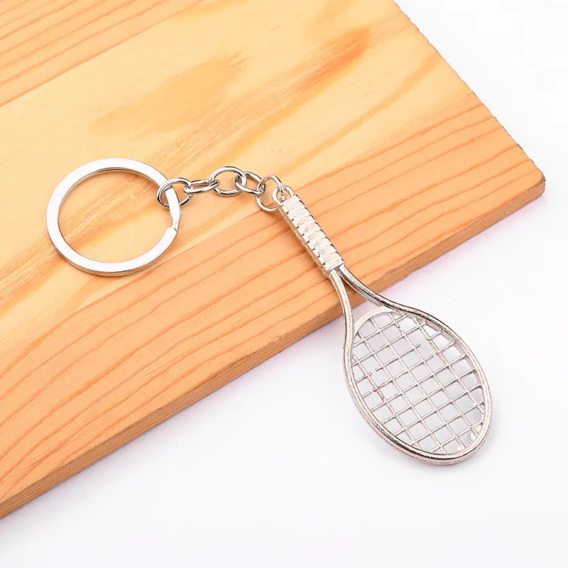Tennis Racket Keychain Zinc Alloy Miniature Sports Simulation Pendant Creative Souvenir Gift For Athletes
