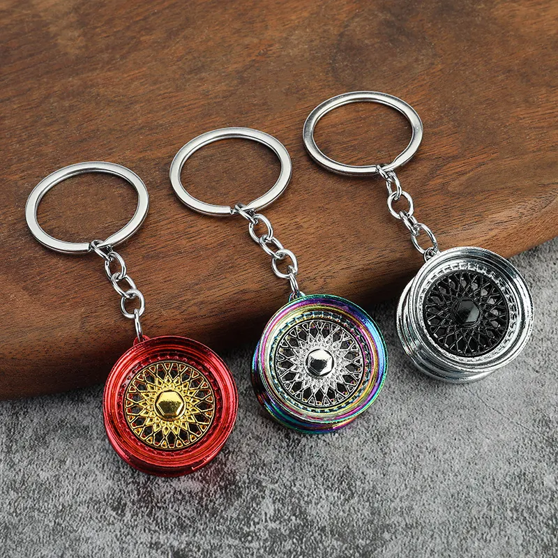 Car Wheel Rim Keychain Simulation Zinc Alloy Hub Model Pendant Automotive Accessory Creative Gift For Men Car Lovers