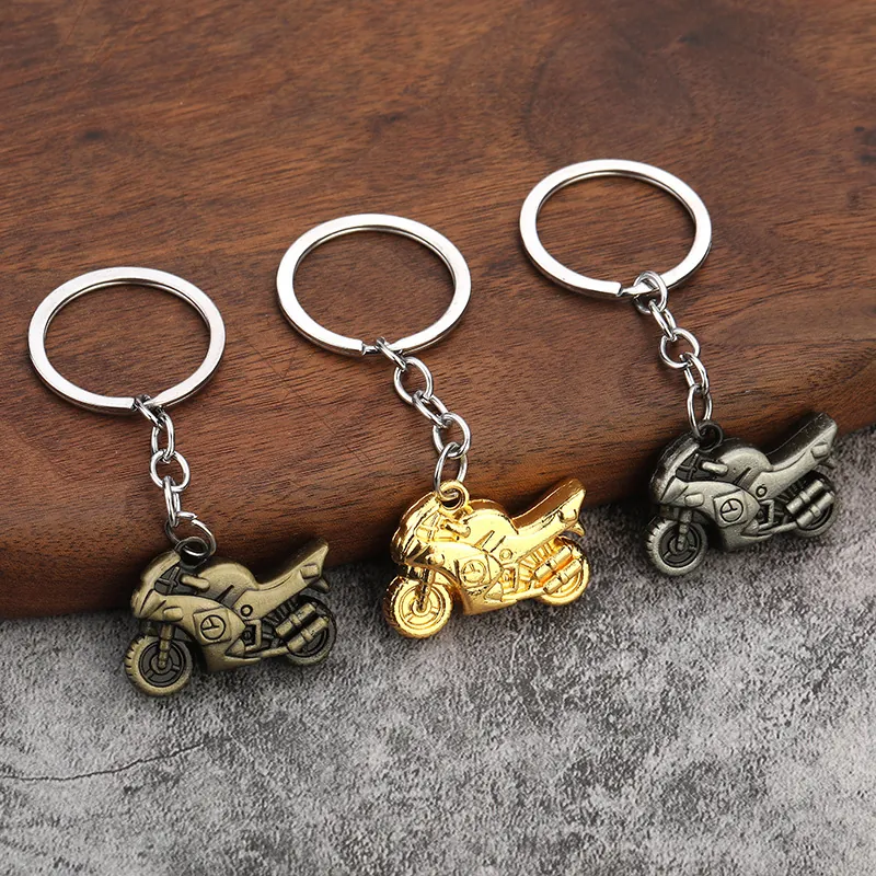 3D Miniature Motorcycle Keychain Zinc Alloy Vintage Heavy Duty Motorbike Pendant Retro Metal Car Key Ring For Men Gift