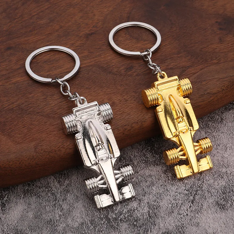 Racing Car Keychain Zinc Alloy Metal Simulation Formula Vehicle Design Key Ring Accessories For Men Club Advertising Gift