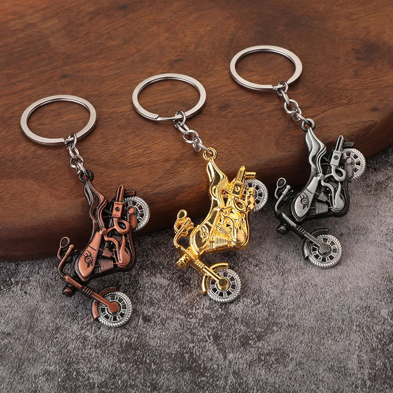 Motorcycle Keychain Zinc Alloy Vintage Retro Cruiser Motorbike Model Key Ring Bag Pendant Gift For Men Women