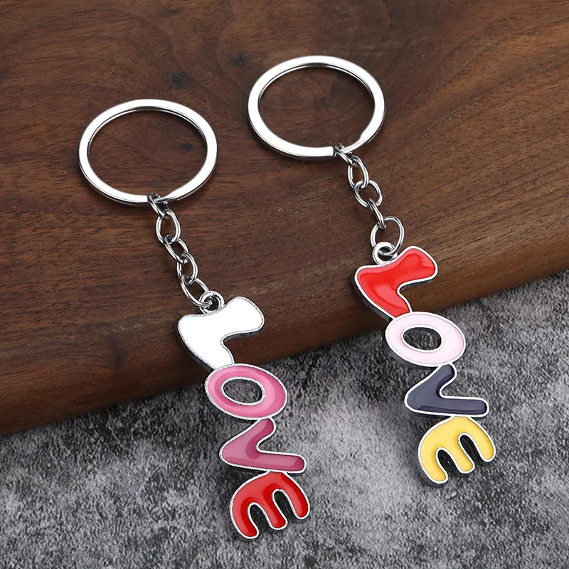 Love Letter Keychain Zinc Alloy Colorful Enamel Heart Pendant Creative Romantic Gift For Valentine Day Wedding Bag Charm