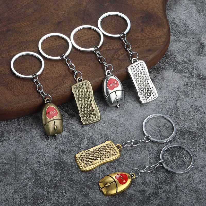 Kreativer Tastatur Und Maus Schlüsselanhänger Zinklegierung Technik Thema Herz Liebe Süßes Metall Taschenanhänger Paar Geschenk