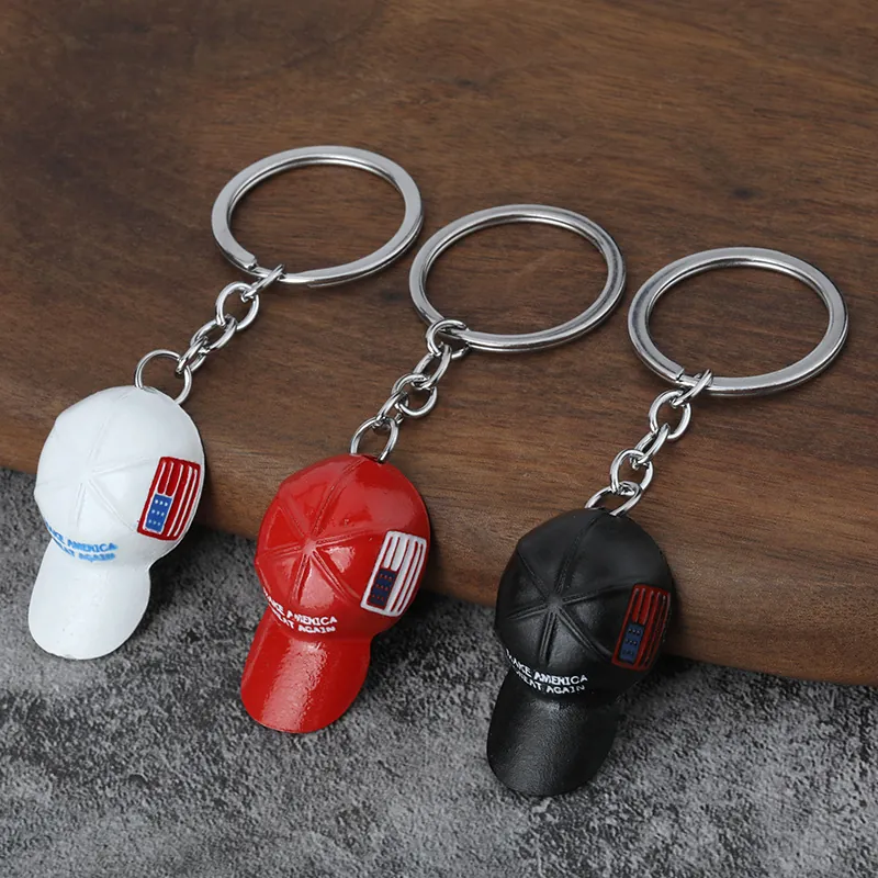 Baseball Hat Keychain Zinc Alloy Metal Cap With American Flag Slogan Hip Hop Style Accessory Gift