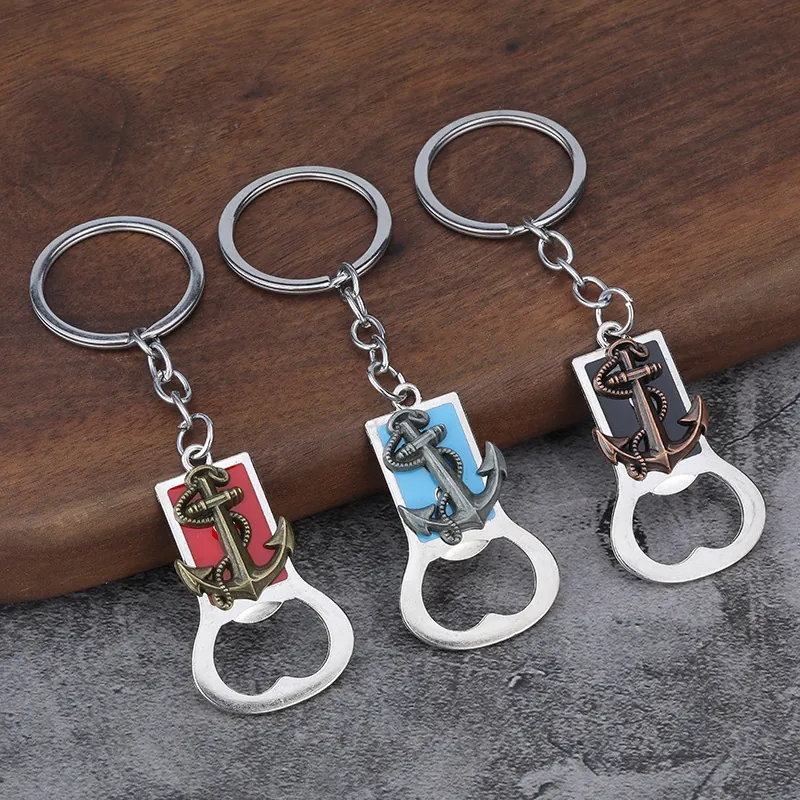Décapsuleur Porte-Clés Ancre Rétro Alliage De Zinc Thème Nautique Gouvernail De Navire Anneau De Clé Accessoire